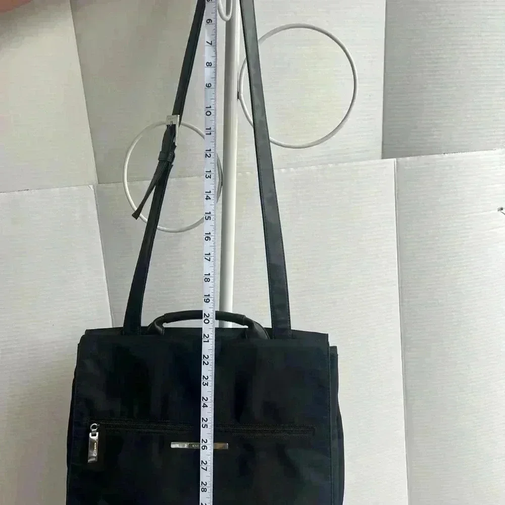 Nine West Black Tote Bag Handbag Purse Laptop Bag Black shoulder strap.
